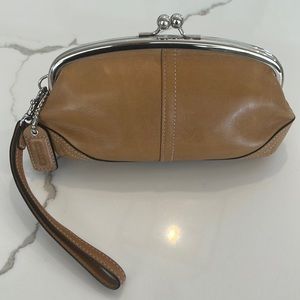 Camel Brown AUTHENTIC Coach Snap Top Wristlet